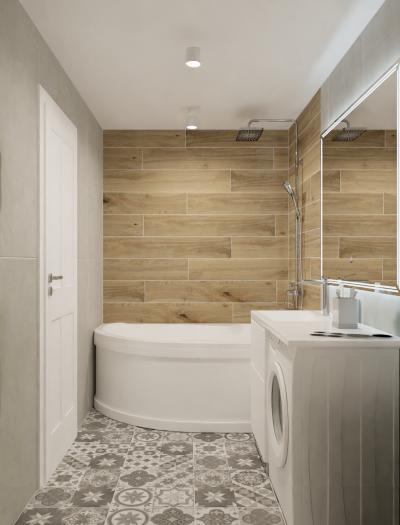 Дизайн ванной в скандинавском стиле.