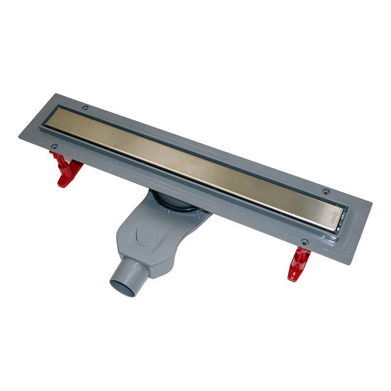 Водоотводящий пластиковый желоб AZARIO 550 мм с лотком под плитку (двухсторонняя решетка), с выходом