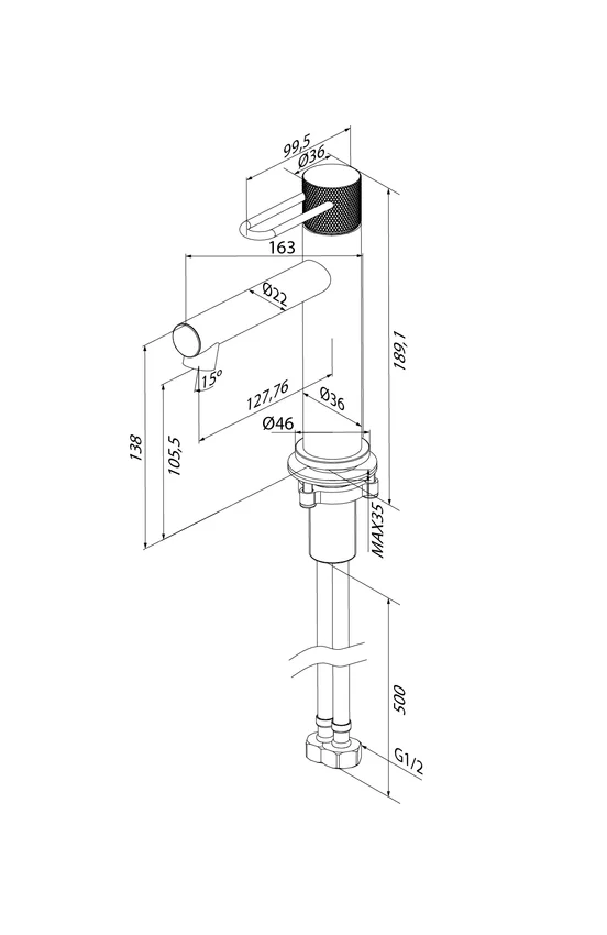 Смеситель для умывальника, матовое золото, Duna, IDDIS, DUNMG00i01
