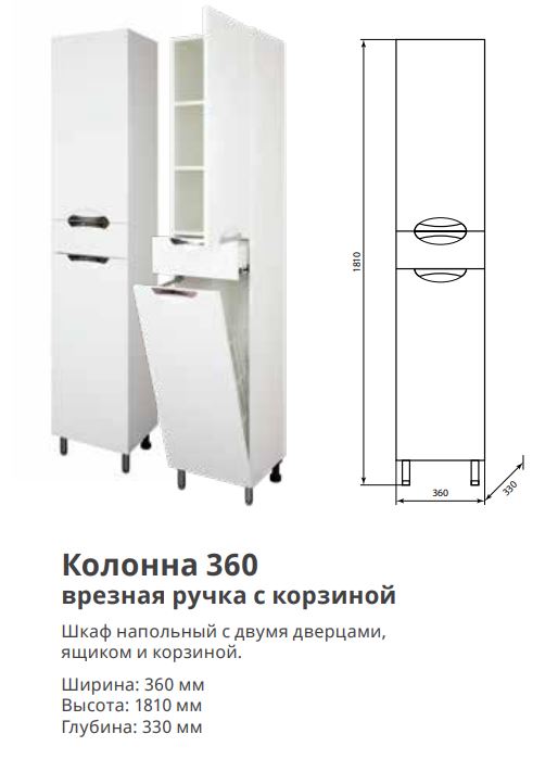 Колонна-360 AquaLine корзина, врез. ручки