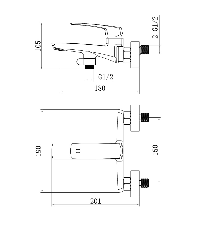Смеситель для ванны с ручным душем, сатин Conda AZ-K3011BN