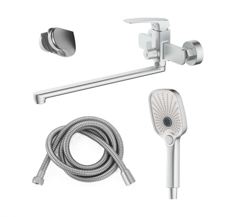 Смеситель для ванны с ручным душем, длинный излив, сатин Conda AZ-K1711BN