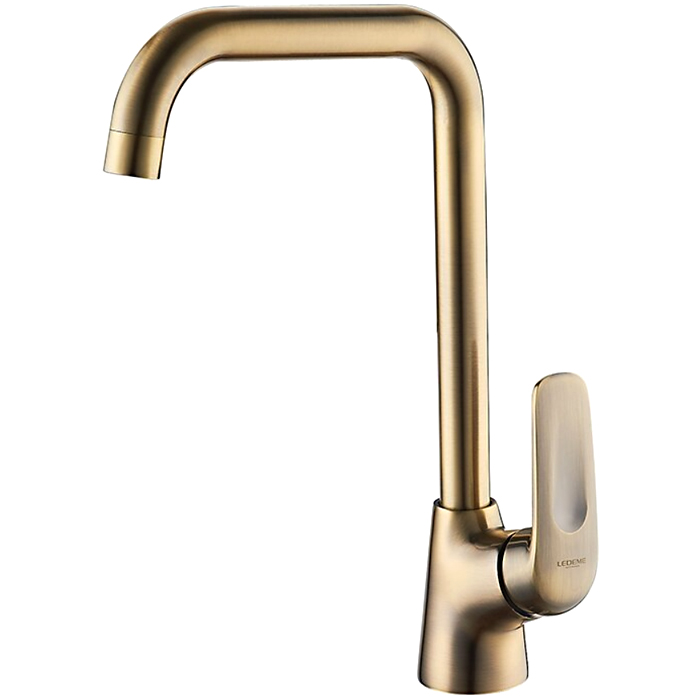 Смеситель для кухни 4048С LEDEME шар. d35 на гайке МАКСИ (БРОНЗА)