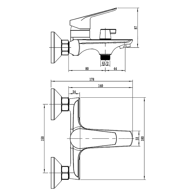 Смеситель для ванны LORANTO AVRORA с душевым набором, керамический картридж, хром (LR30506001)