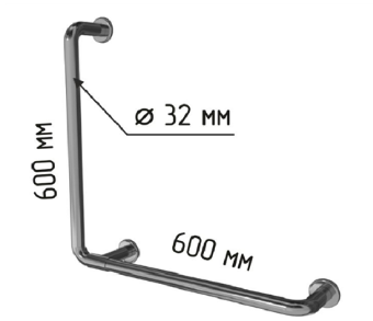 Поручень для инвалидов L-образный 600х600мм,