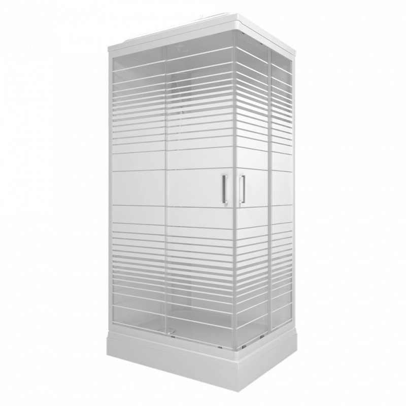 Душевая кабина "Квадро 120*80 А" ПОЛОСЫ,бел, прямоуг., низ. поддон ДН4 (8мест)